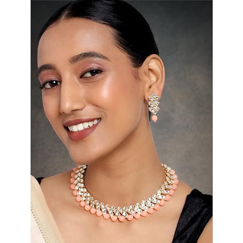 Image of Peora Kundan Faux Pearl Necklace & Jewelry Set Gift for Women