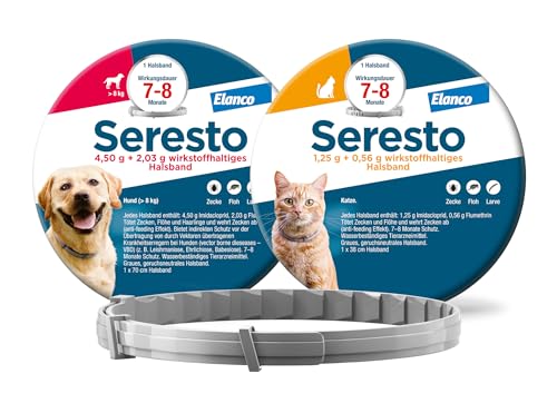 Seresto Zeckenhalsband Kombi-Set für große Hunde & Katzen, 2 Halsbänder