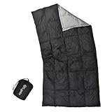 ライシン ブランケット ミニ 膝掛け リバーシブル ポンチョ アウトドア キャンプ ダウン シルク ブラック×グレー