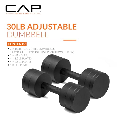 Image of CAP Barbell 15 lb Adjustable Dumbbell - Compact Cast Iron Weight | Multiple Options