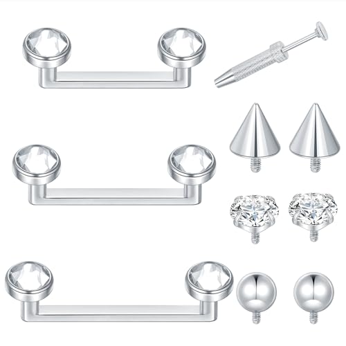Xpircn Titanium Surface Tragus Piercing Jewelry with Piercing Ball Grabber Tool Staple Bar Piercing Jewelry Dermal Jewelry 14G 10mm 12mm 14mm