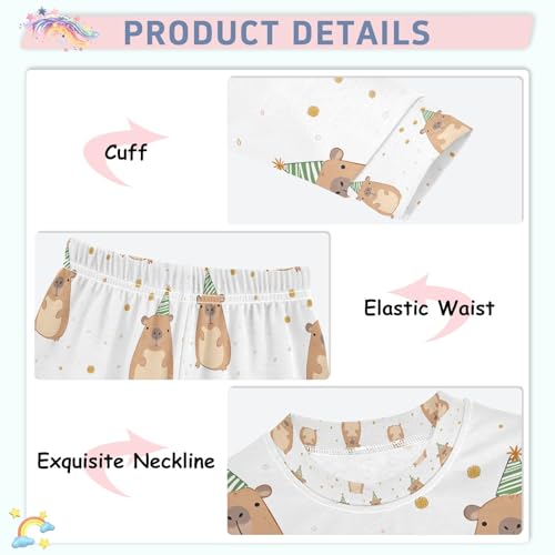 senya Birthday Hat Cute Capybara Pajamas Set Long Sleeve Soft Cotton Sleepwear 2 Piece4