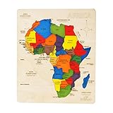 EKOPLAY’s Africa MAP Wooden Puzzle for Kids, 31 Piece Jigsaw Puzzle for School Kids, Learning Educational Toys Gifts for Boys Girls.