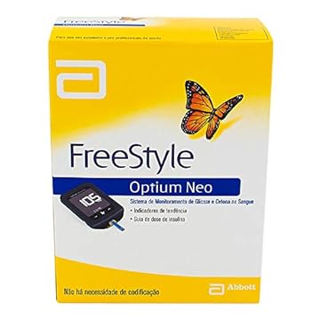FreeStyle Optium Neo Kit Monitor de Glicemia com 1 Aparelho + 10 Lancetas + 1 Lancetador + Estojo + 1 Cabo Micro USB
