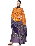 Habiller Women's Cotton Multi-Color Bandhani/Bandhej Long Wedding Mirror Work Shawls and Wraps Party...