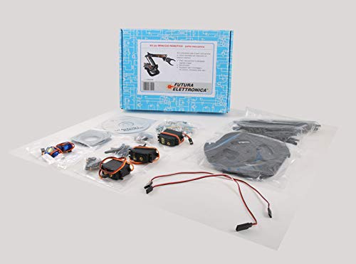 Kit Braccio Robotico Articolato 4 DOF in Plexiglass con Base Rotante 180°, Pinza e 5 Servomotori – Compatibile Arduino e Progetti STEM
