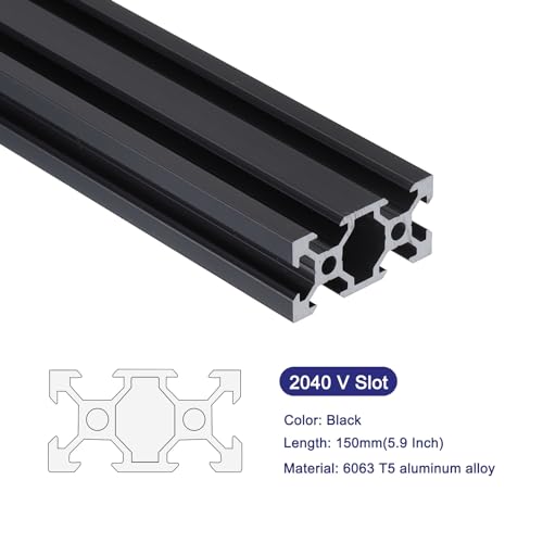 MECCANIXITY 2 Pcs 2040 V Slot Aluminum Extrusion 150mm(5.9 Inch) Black European Standard Anodized Linear Rail for 3D Printer Laser Engraving Machine by MECCANIXITY - Image 3