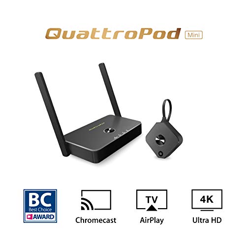 Quattropod Mini | 5G Wifi Wireless Presentation Facility Hdmi Transmitter & Receiver For Streaming 4K From Laptop, Pc, Smartphone To Hdtv/Projector (1T1R) [2022 Ota Update] #TOP1