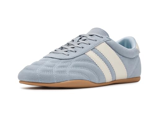 Madden Girl Women's Poshh Sneaker, Powder Blue/White, 10