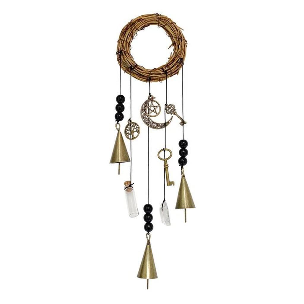 Carillon en rotin argenté, suspension murale d'artisanat raffiné
