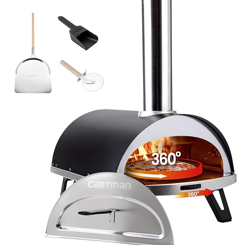 CARTMAN Forno De Pizza A Lenha Outdoor 12' Com Cortador E Pá Pellets, Bolsa Transporte