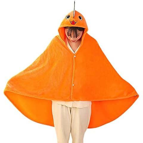 Chainsaw Man Pochita Hoodie Blanket Flannel Wearable Super Soft Fluffy Oversized Shawl Hooded Plush Throw Cloak Wrap Sofa TV Blanket For Adults, Women, Men, Kids Cover