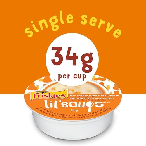Friskies Lil' Soups Cat Food Complement, Chicken and Butternut in Velvety Broth - 34 g Cup (8 Pack) - 3