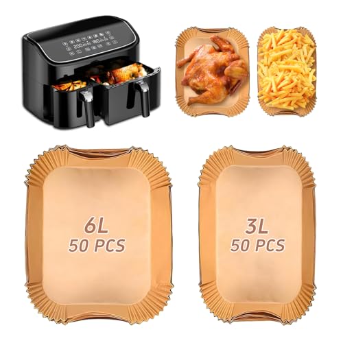 Prelisee - Papel de cocción para aire freír para Philips Airfryer Series 3000 (9 litros) (6 l/3 L), papel sulfurizado para Air Fryer Series 3000-5000 (50 unidades y 50 unidades)