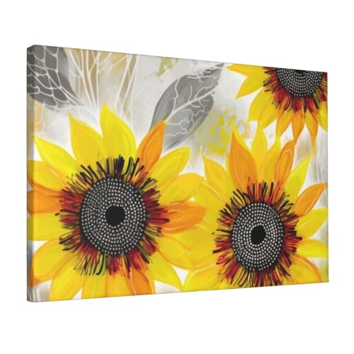 Toile abstraite tournesols pour illuminer votre décoration de salon moderne