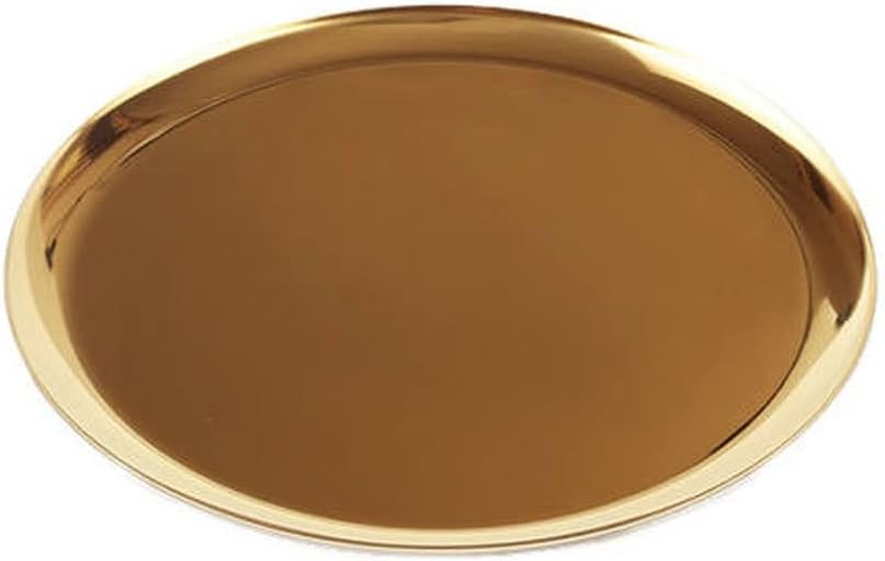 FMURY Gold Storage A Metal Round Tray Carrying Fruit Tea Tray Copper Ornaments