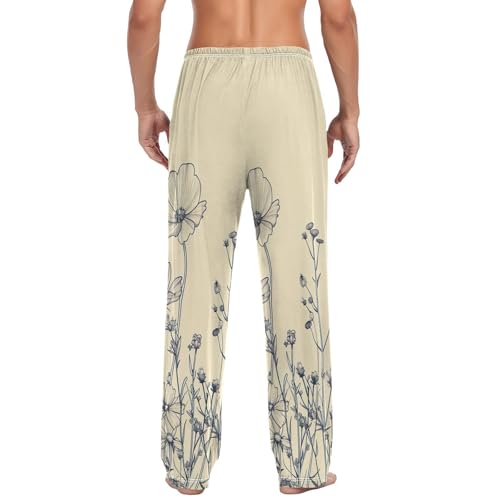 Men's Pajama Pants Herbs and Wildflowers Sleep Pajama Lounge Pant with Pockets, Elastic Waistband2