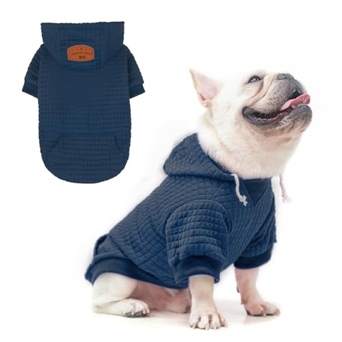 Image of BEAUTYZOO Dog Hoodies Sweater for Medium Dogs, Waffle‑Like Laminated Coat | Warm Dog Sweatshirt with Pocket & Leash Hole, Pullover Clothes for Girl Boy Dogs, Stretchy & Easy‑On‑Off, Bulldogs Pitbulls