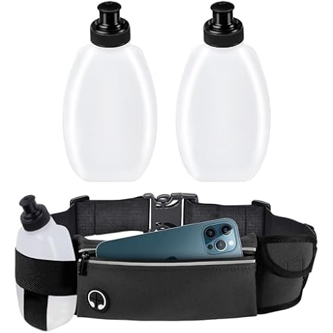 HECHZSO 2 x 10oz Water Bottle + 1 x Fanny Pack with Bottle Holder Cover