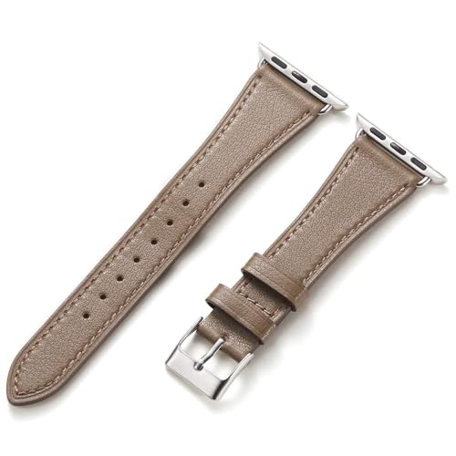 AoYi Cuir Bracelet Italien Véritable Femme Hommes Compatible avec Apple Watch 42mm 44mm 45mm 46mm 49m, Strap Luxe pour iWatch Séries 11 10 9 8 7 6 5 4 3 2 1 SE3 SE2 SE Ultra 3 2 1, Café