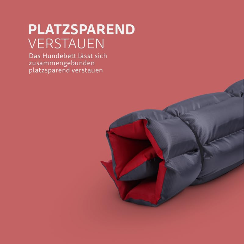 Bestlivings Hundematte 85x70cm (Rot) - Outdoor - wasserabweisend & atmungsaktiv - Hundebett gepolstert - waschbares Hundekissen für draußen