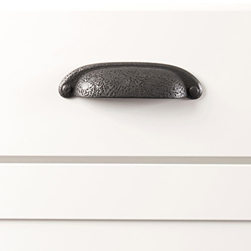 Hickory Hardware Refined Rustic Collection Cup Drawer Pulls, Kitchen Handles For Cabinets And Drawers And Bathroom Hardware, 3-3/4 Inch Center To Center, Black Iron, 1 Pack #TOP4