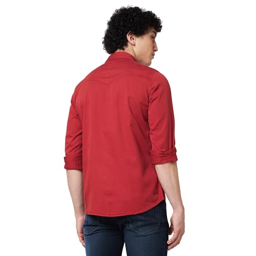 Image of Spykar Men's Regular Fit N /A Full Sleeve Solid Casual Shirts