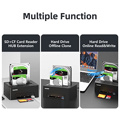 MAIWO Estação de ancoragem de disco rígido Dual Bay com clone offline para SSD HDD SATA de 2,5 de 3,