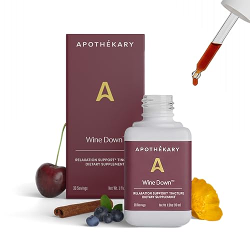 Apothékary Wine Down, Natural Sleep and Relaxation Support, Alcohol-Free Red Wine-Inspired Herbal...