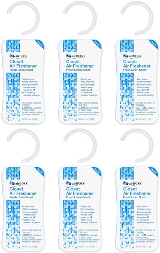 airBOSS Closet Air Freshener, Continuously Releases Fragrance, Fresh Linen, 4 Oz Hanger