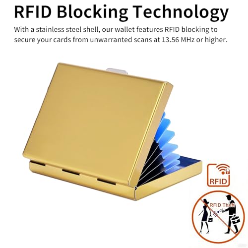Image of Credit Card Holder Wallet Stainless Steel Card Case RFID Blocking Business Card Holder Protector for Women Men