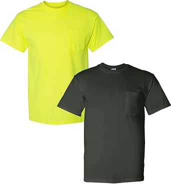 Gildan Men's DryBlend Workwear T-Shirts 2-Pack With Pocket - Red/Royal Colors