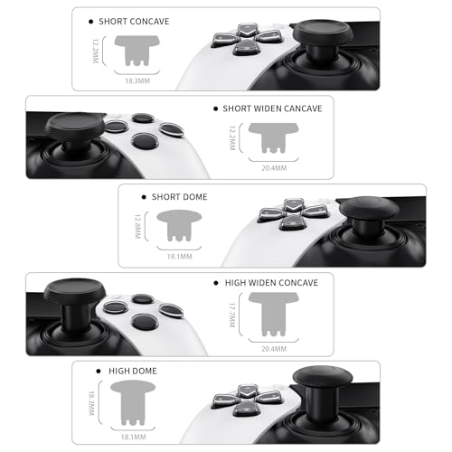 Image of eXtremeRate ThumbsGear Interchangeable Thumbsticks for PS5 Edge Controller, Replacement Black Analog Thumb Sticks Caps for PS5 Edge Controller - 4 Heights 3 Surfaces Grips - Without Thumbstick Base