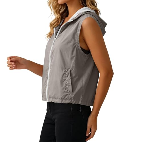 Sudadera sin mangas para mujer con cremallera y chaleco ligero transpirable 4