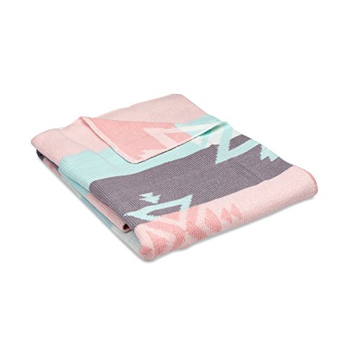 Lolli Living Knitted Receiving Blanket in Aztec. 100% Cotton Knitted Baby Blanket