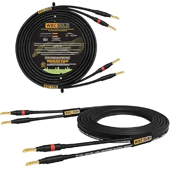 WORLDS BEST CABLES 25 Foot WBC-GOLD-LOCAP-SPKR-12 AWG Audiophile Speaker Cable Pair with Gold Banana Plugs