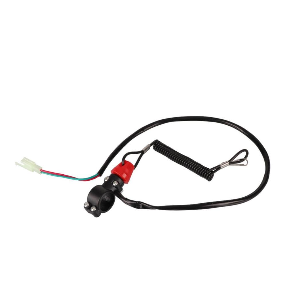Motorcycle Kill Stop Switch with Tether Cord for 22mm Handlebar Compatible with Scooter Bike ATV Quad Moto(Red)