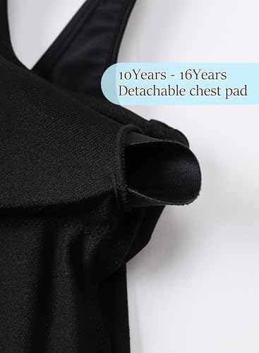 Image of One Piece Swimsuit for Girls 6-16 Years with Removable Chest Pad Quick Dry & Stretchy for Swim Team Beach