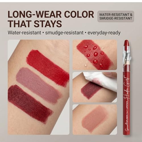 Image of Lip Liner Pencil Lipstick Combo Set, 2 In 1 Long Lasting Lipliner Pencil Waterproof Collection With Built In Sharpener, Red And Maroon Shade Mix, Pack Of 6