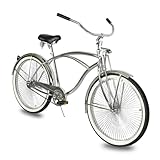 Tracer Cheetah 26-in Retro Beach Cruiser for Adults, Female/Male Style Stretch Cruiser Bike, Single Speed,High Rise Handlebar-Chrome