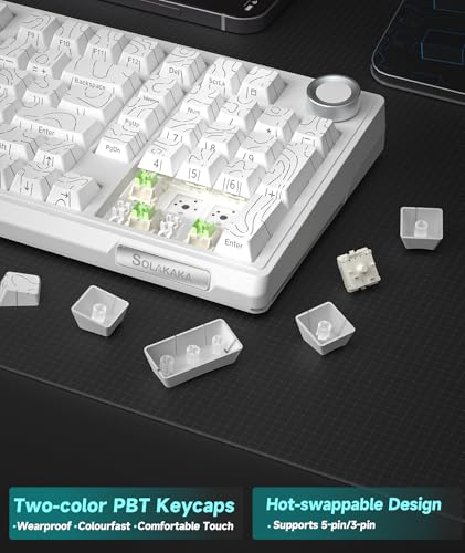 Image of SOLAKAKA KI99 Pro 96% Wireless Mechanical Keyboard, RGB Gaming Keyboard, Hot-Swappable Pre-Lubed Switches, Gasket Structure Creamy Keyboards for Gamer /PC /Laptop (White)