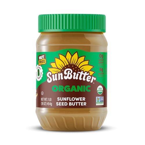 Sunbutter Organic Sunflower Seed Butter, 16 Oz Nut-Free Spread With 7G Plant-Based Protein, Roasted Rich & Savory Flavor, Smooth Texture | Vegan, Kosher & Non-Gmo