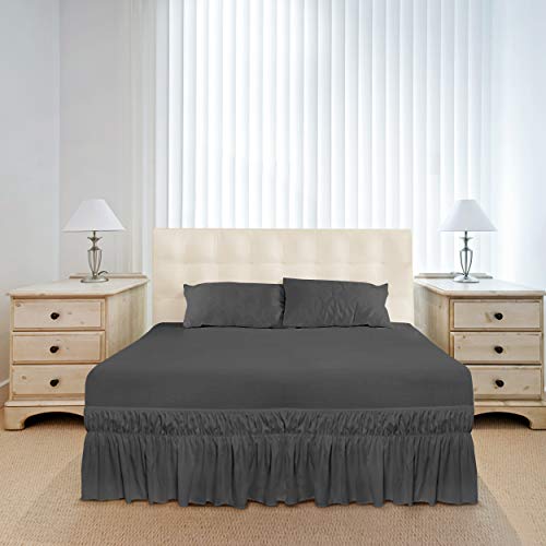 Utopia Bedding Twin Elastic Bed Ruffle - Easy Wrap Around Ruffle - Microfiber Bed Skirt With Adjustable Elastic Belt 16 Inch Tailored Drop - Hotel Quality Bedskirt, Fade Resistant (Twin, Grey) #TOP3