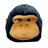 [パンダ] 【インスタ映え】 ふわふわ アニマル ぬいぐるみ マスク 黒猫 サメ 恐竜 (ゴリラ(茶))