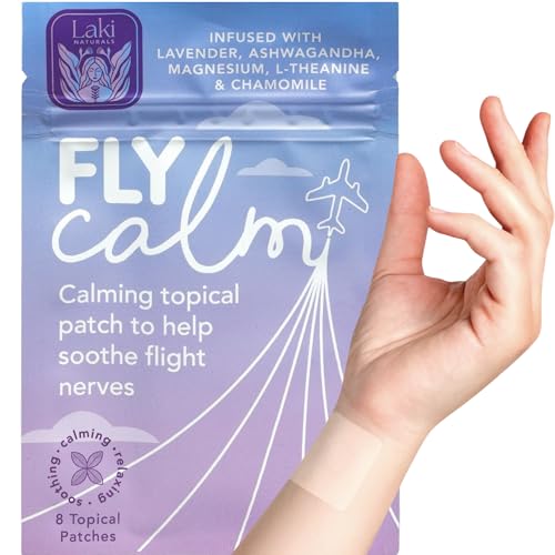 Laki Naturals Fly Calm Patch (Pack of 8) – Relax Nerves, Support Stress, Ease Your Mind for Happy Air Travel – Natural Ingredients to Support Airplane Stress – Calm Your Fear of Flying Naturally