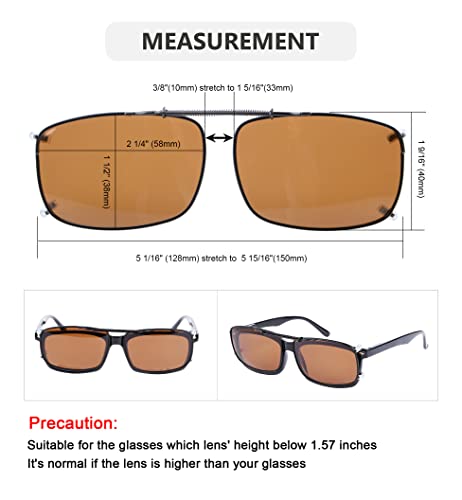 Eyekepper Clip On Sunglasses Polarized Brown Lens With Case Lens Width 2.3 Inches #TOP4