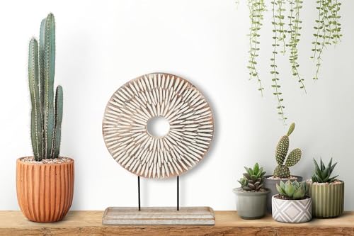 Eximious India Farmhouse Table Sculpture Home Decor Statue Mandala Carved for Modern Home 10" x 14", Living Room, Fireplace Mantel Shelf, Table and Entryway Decor Stand (Design 4) by Eximious India - Image 3