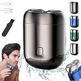 New Model Mini Dual-Head Electric Shaver, 2025 New Pocket Size Washable Electric Razor, Unisex Mini Portable Electric Shaver, USB Rechargeable Mini Shavers for Men with Brush (Black)