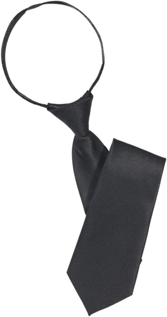 Black Tie Adjustable Pre-tied Necktie for Women Boy Solid Color Neck Tie Girl Zipper Ties for Business Uniforms and Wedding,and Pocket Squares Accessories (42cm)