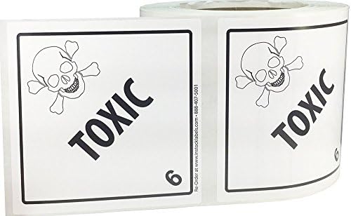 Amazon.com : Hazard Class 6 D.O.T. Toxic Labels 4x4 Inch ...
